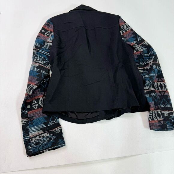 Daniel Rainn Moto Jacket Womens Small Aztec Black Full Zip Pockets Chevron boho - Picture 7 of 9